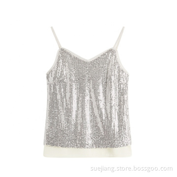 Sexy Sequin Inspired Fashion Spaghetti Strap Tops